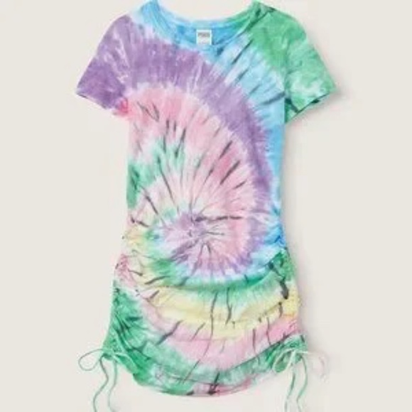 LIKE NEW! Women's PINK Tie Dye Touched T-shirt Dress - SMALL - Picture 4 of 11
